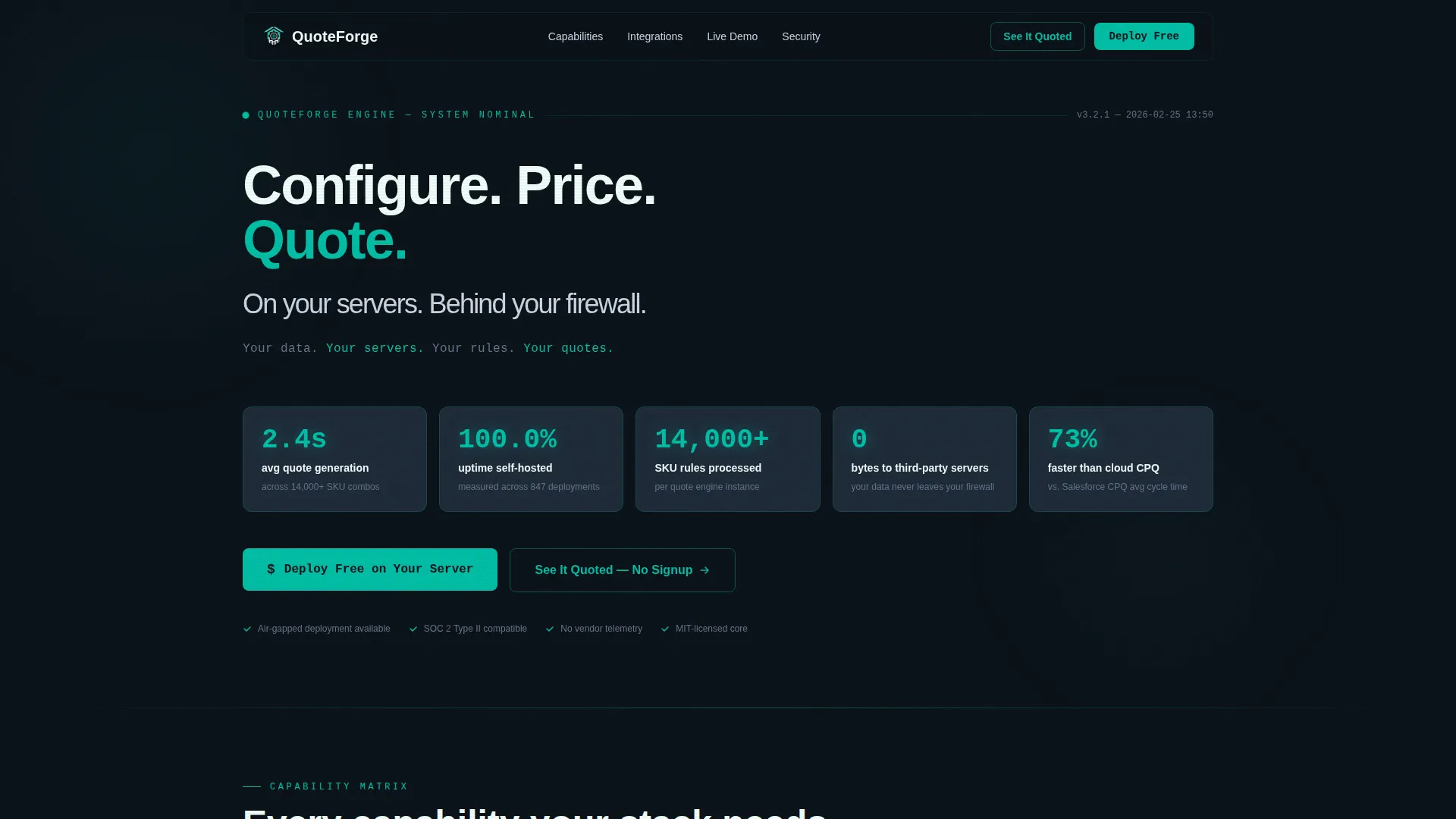 Self-Hosted Enterprise Software Pricing Website Template