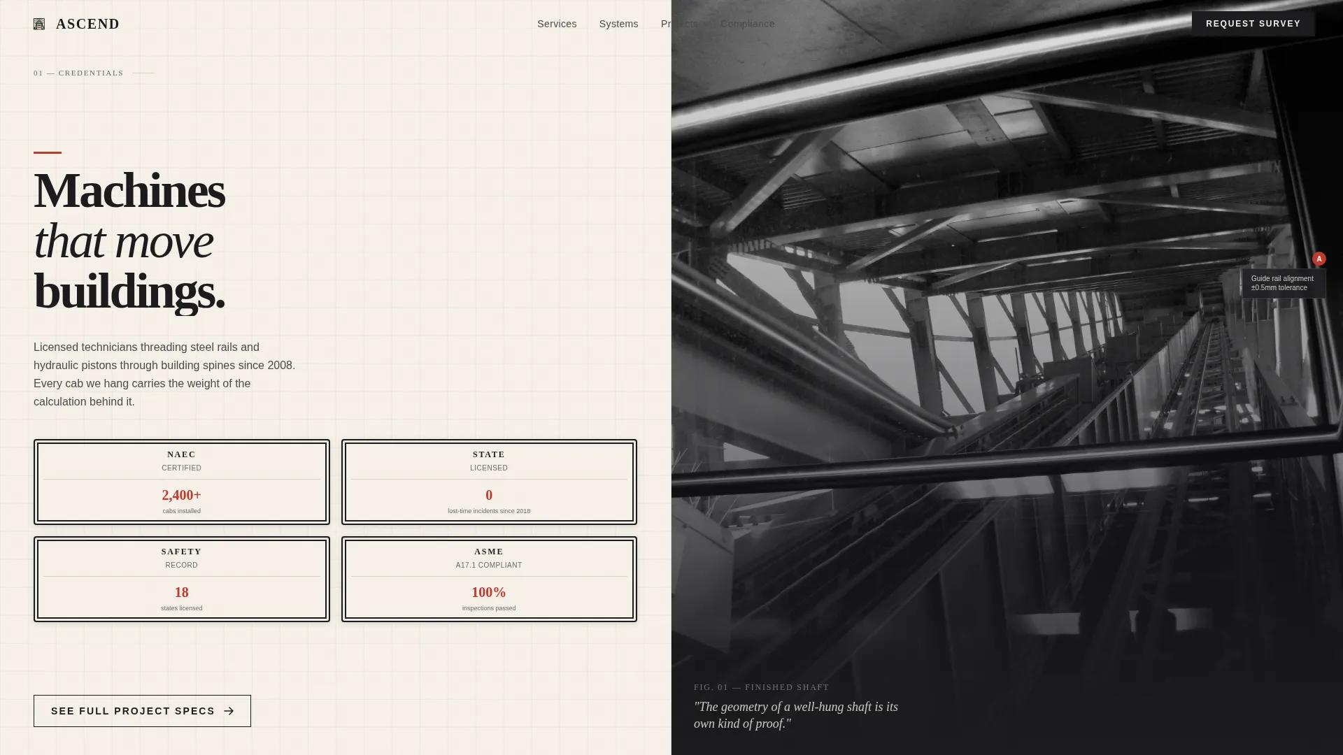 Elevator Installer Business Portfolio Website Template