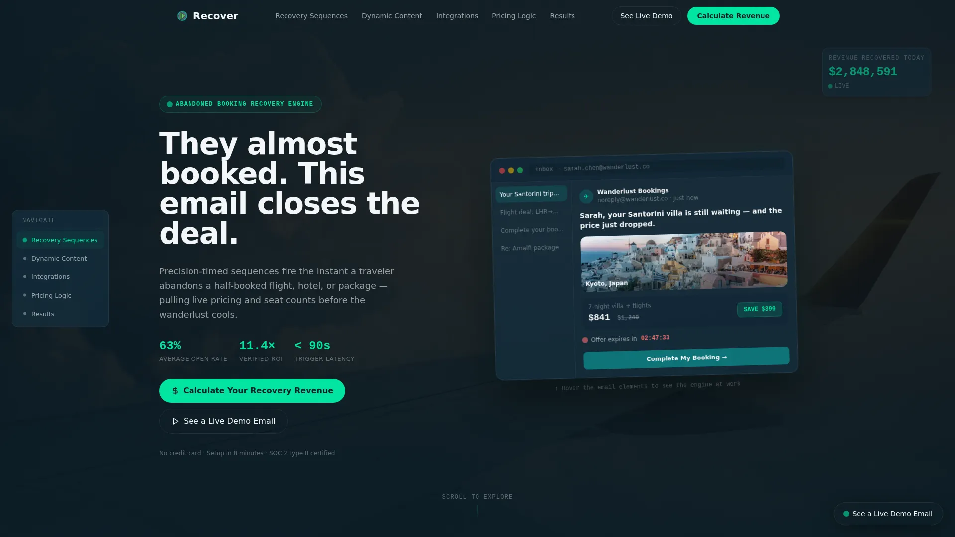 Travel Email Marketing Booking Website Template