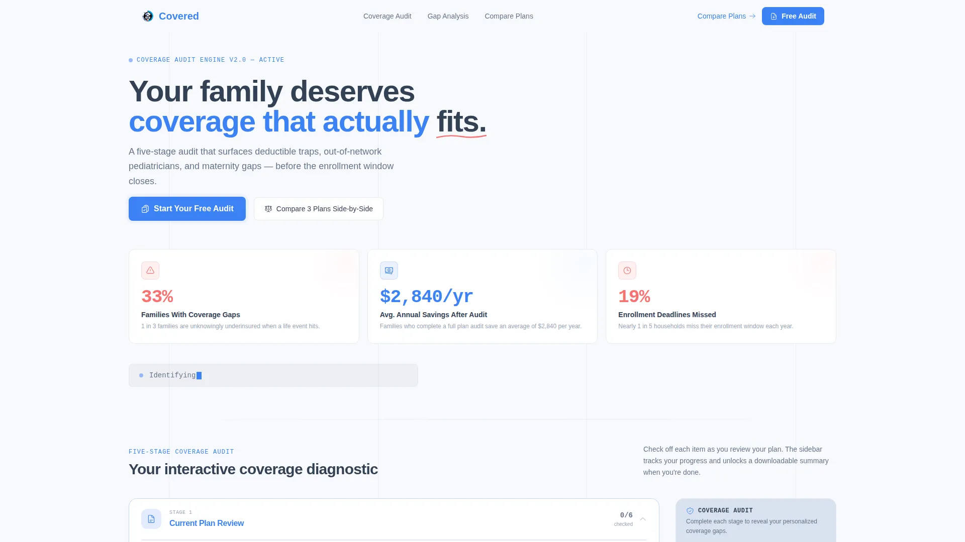 Family Health Insurance Advisory Landing Page