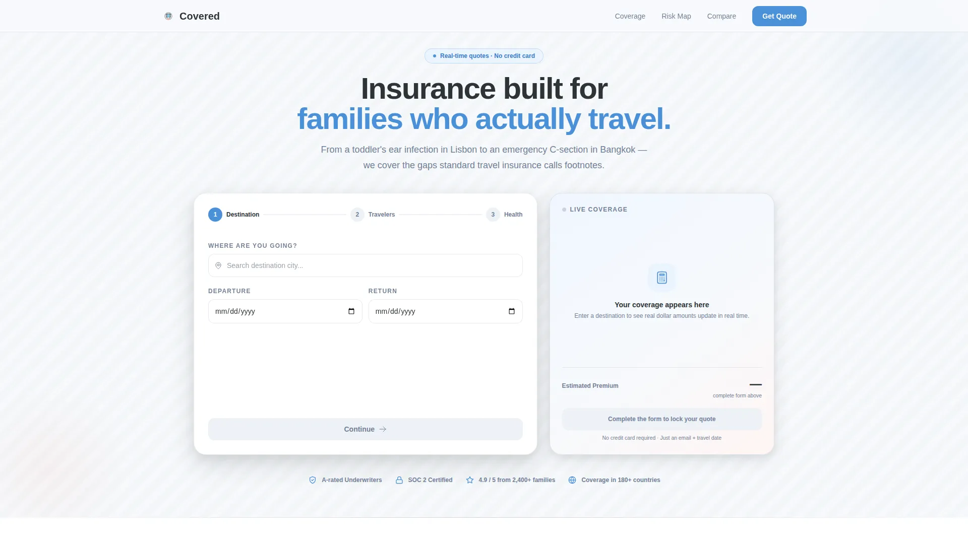 Growing Family Insurance Cost Calculator Website Template