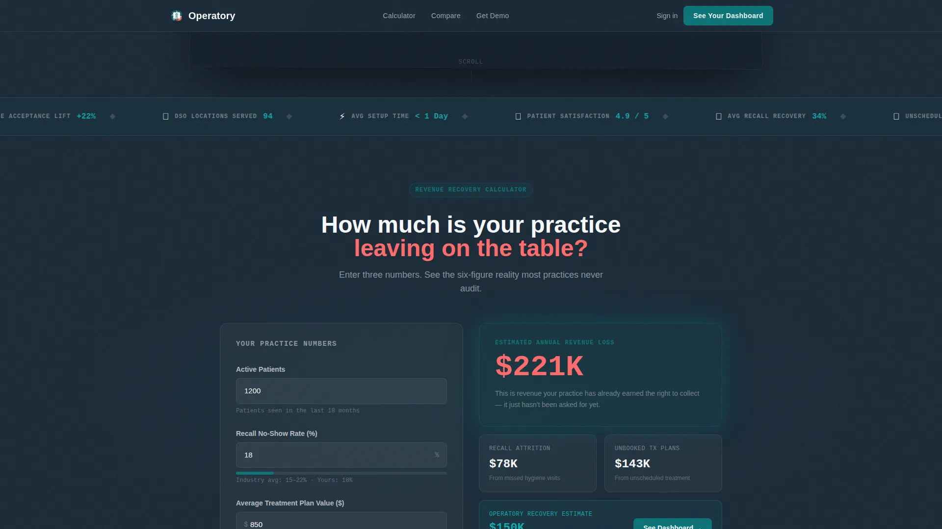 Dental Software & SaaS Cost Calculator Website Template