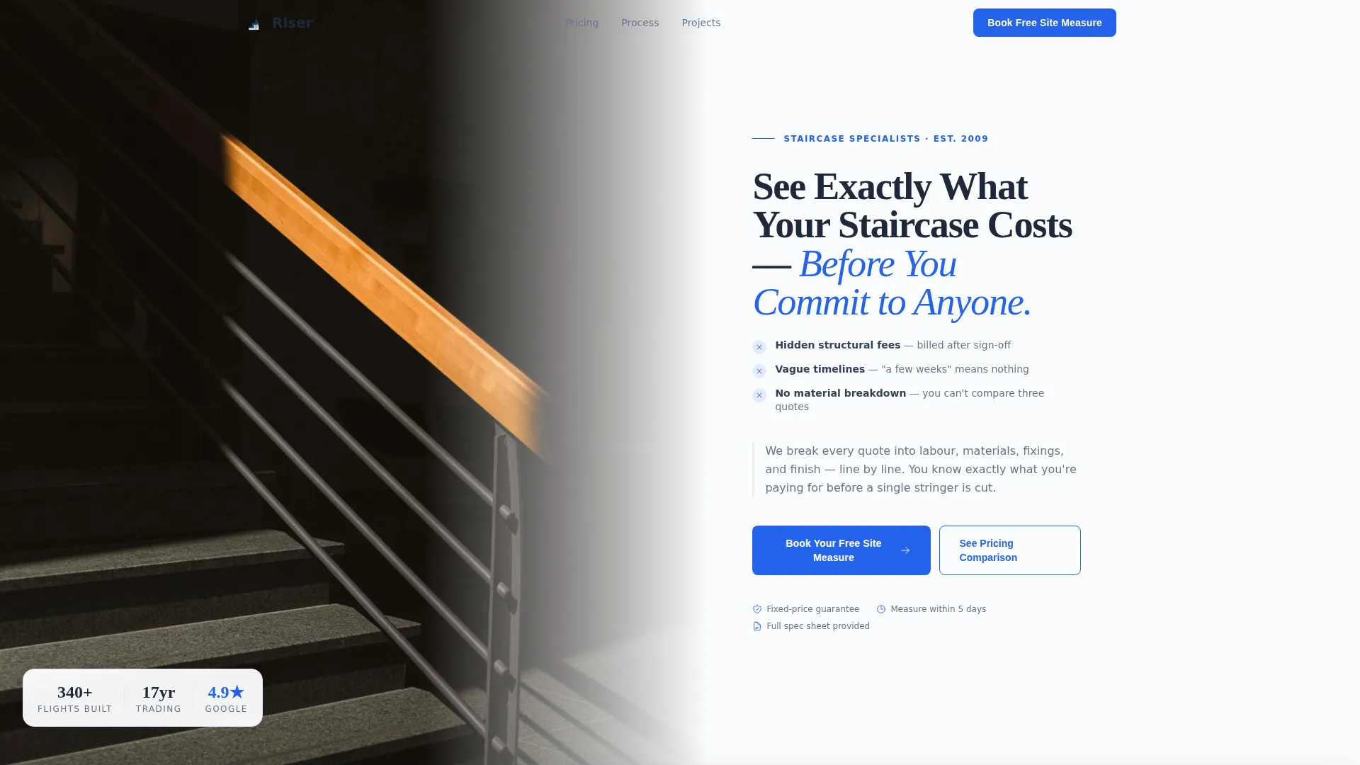 Stair Builder Business Booking Website Template