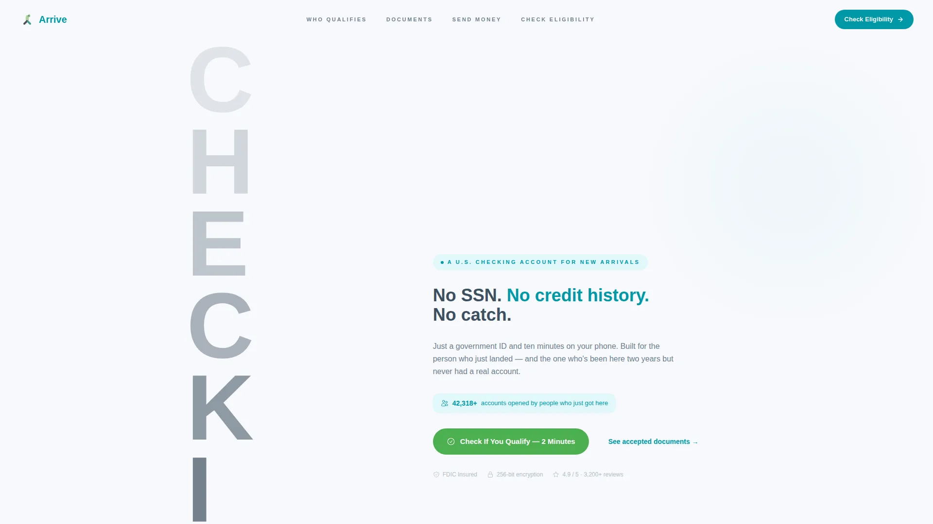 Immigrant Checking Account Landing Page Template