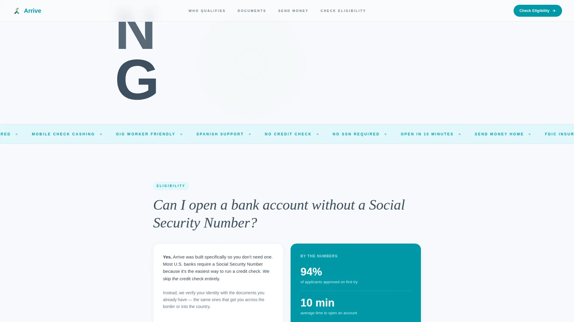 Immigrant Checking Account Landing Page Template