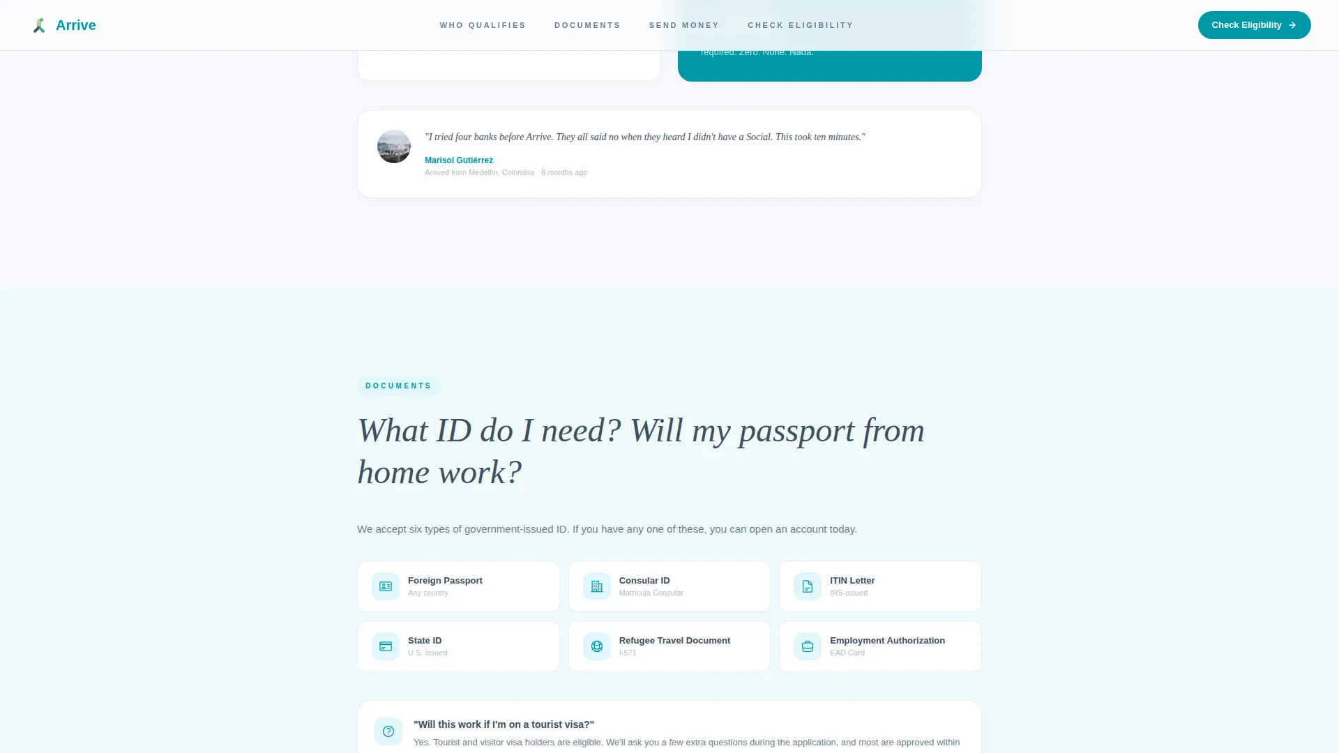 Immigrant Checking Account Landing Page Template