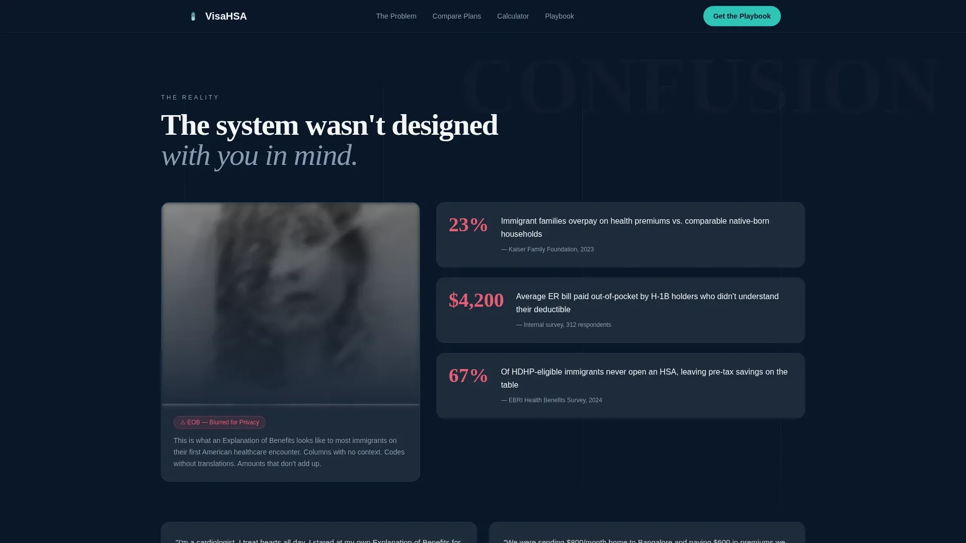 Immigrant HSA Comparison Landing Page Template