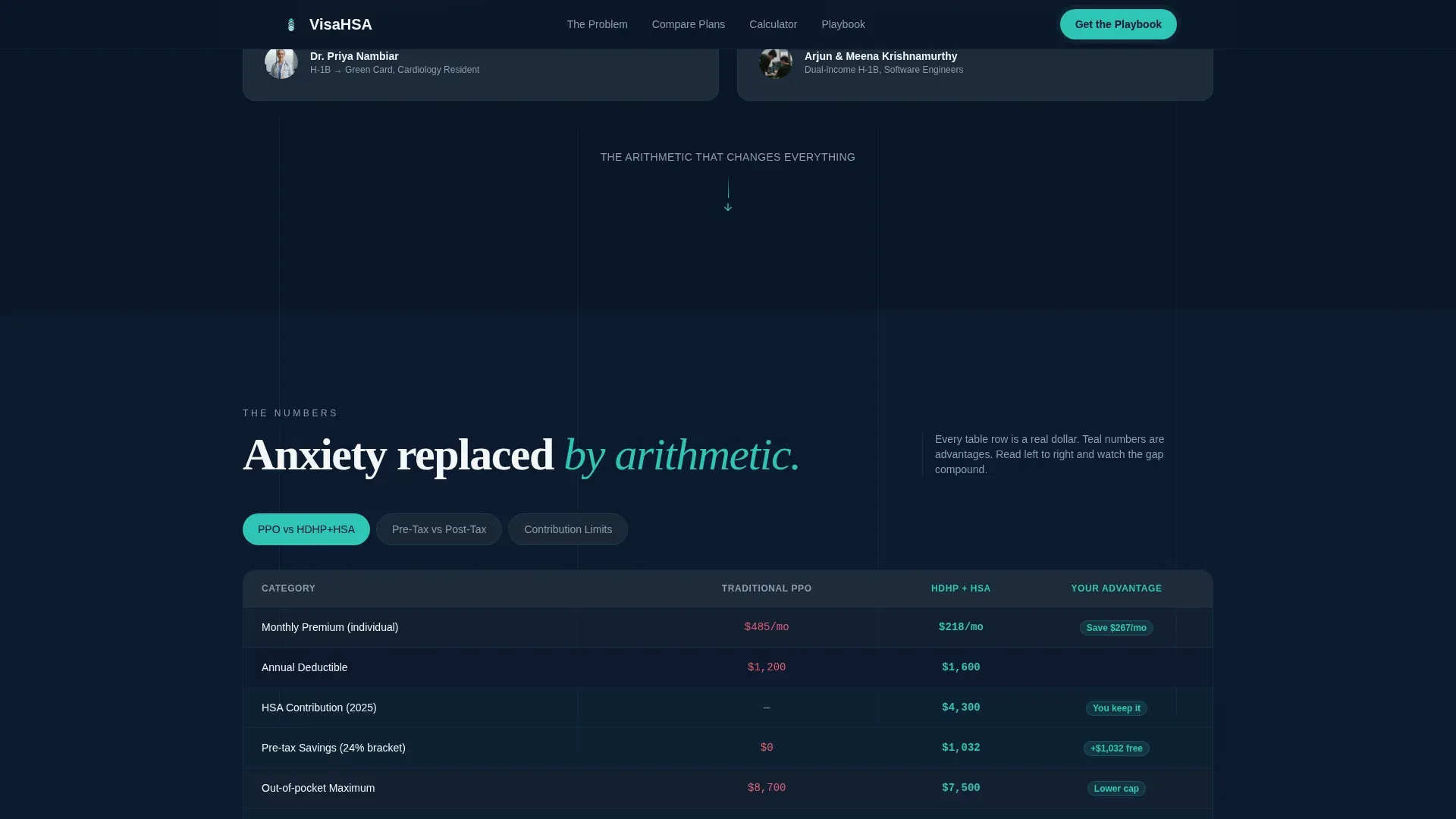 Immigrant HSA Comparison Landing Page Template