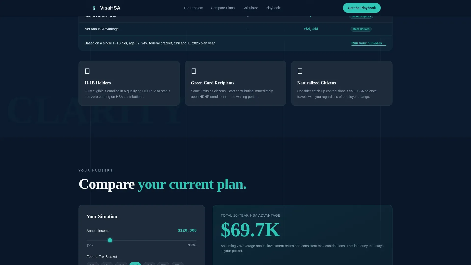 Immigrant HSA Comparison Landing Page Template