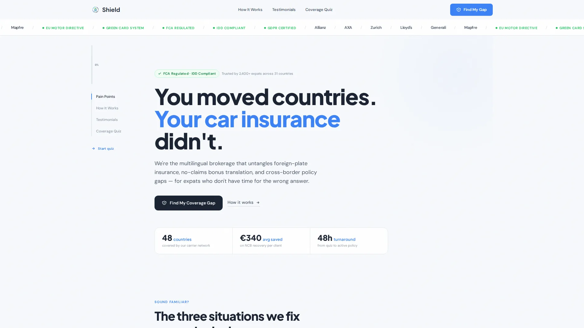 Expat Auto Insurance Brokerage Landing Page Template