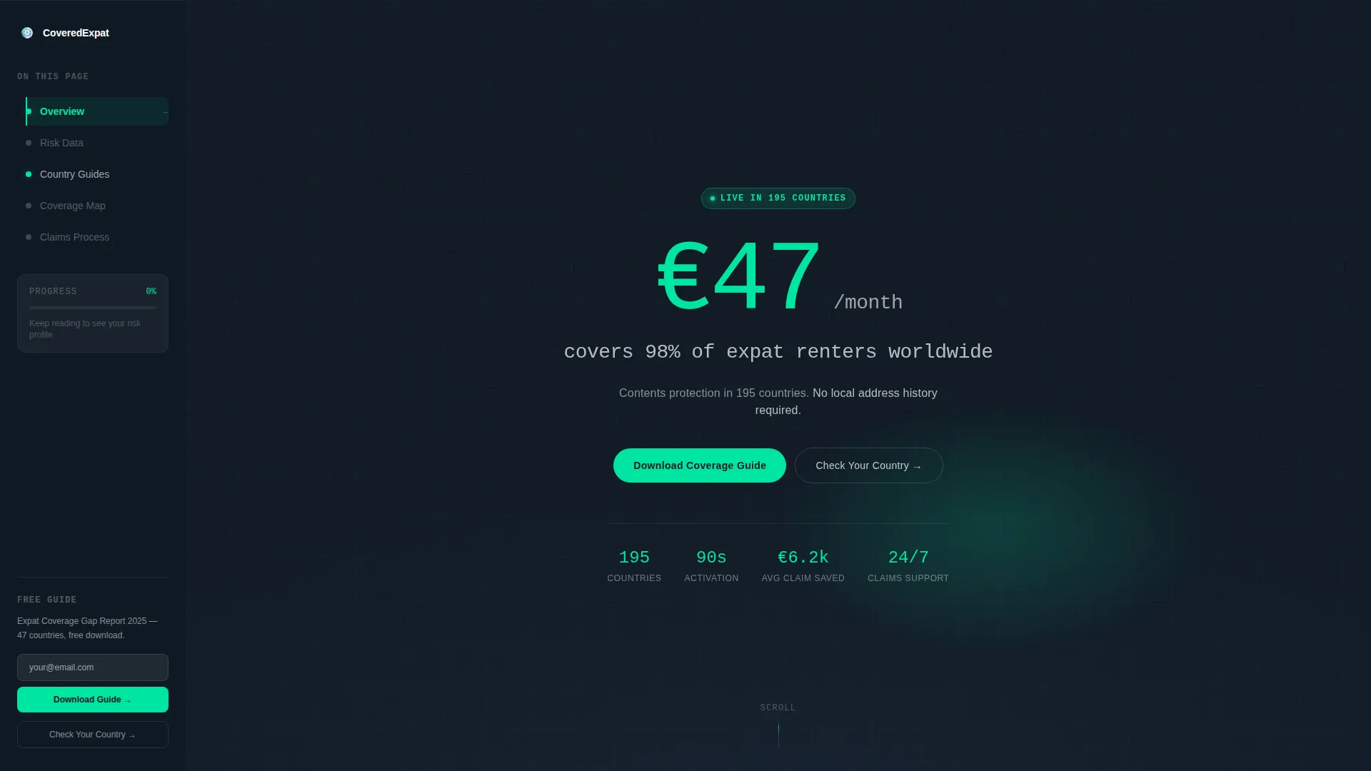 Expat Renters Insurance Landing Page Template