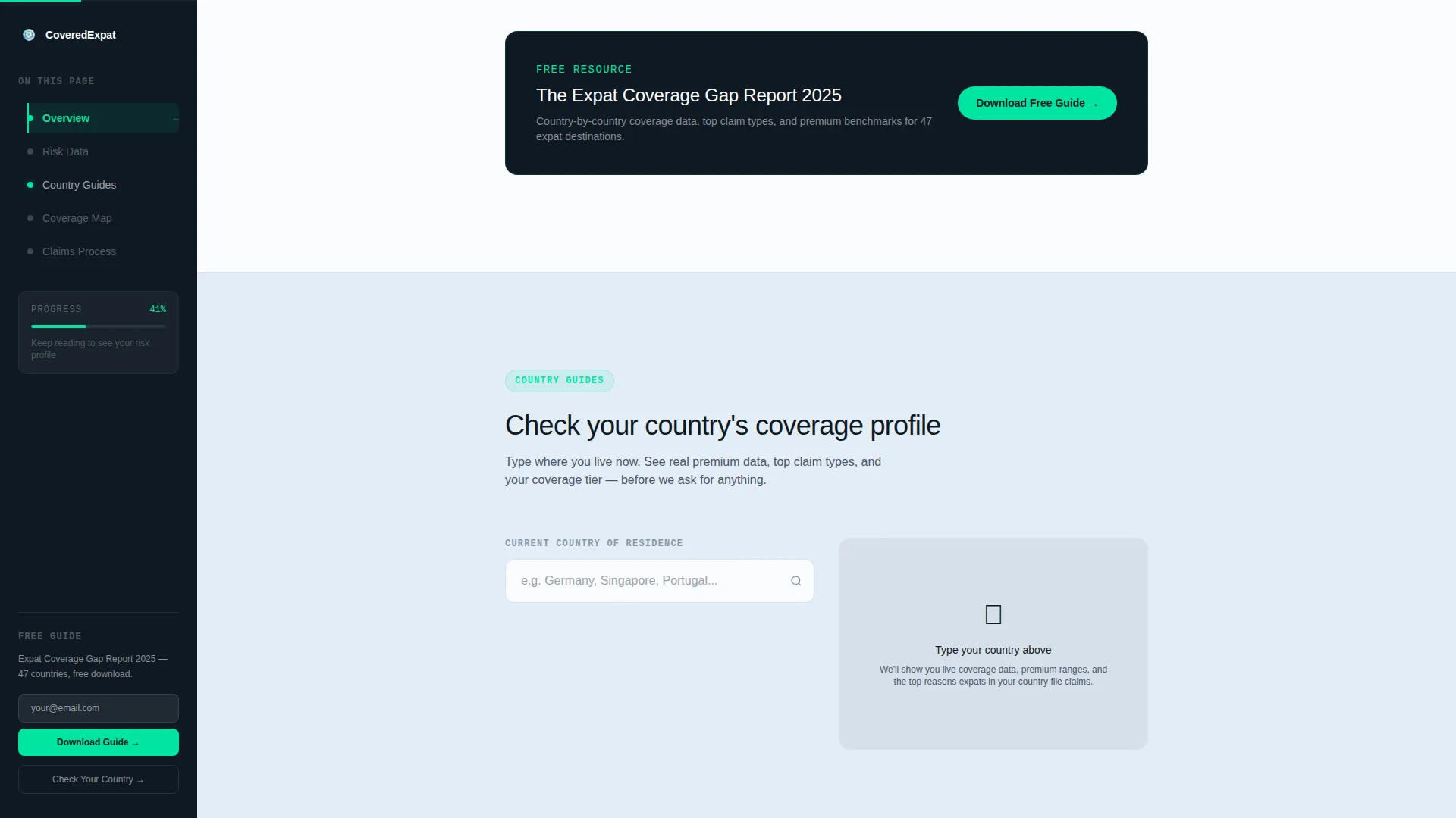 Expat Renters Insurance Landing Page Template