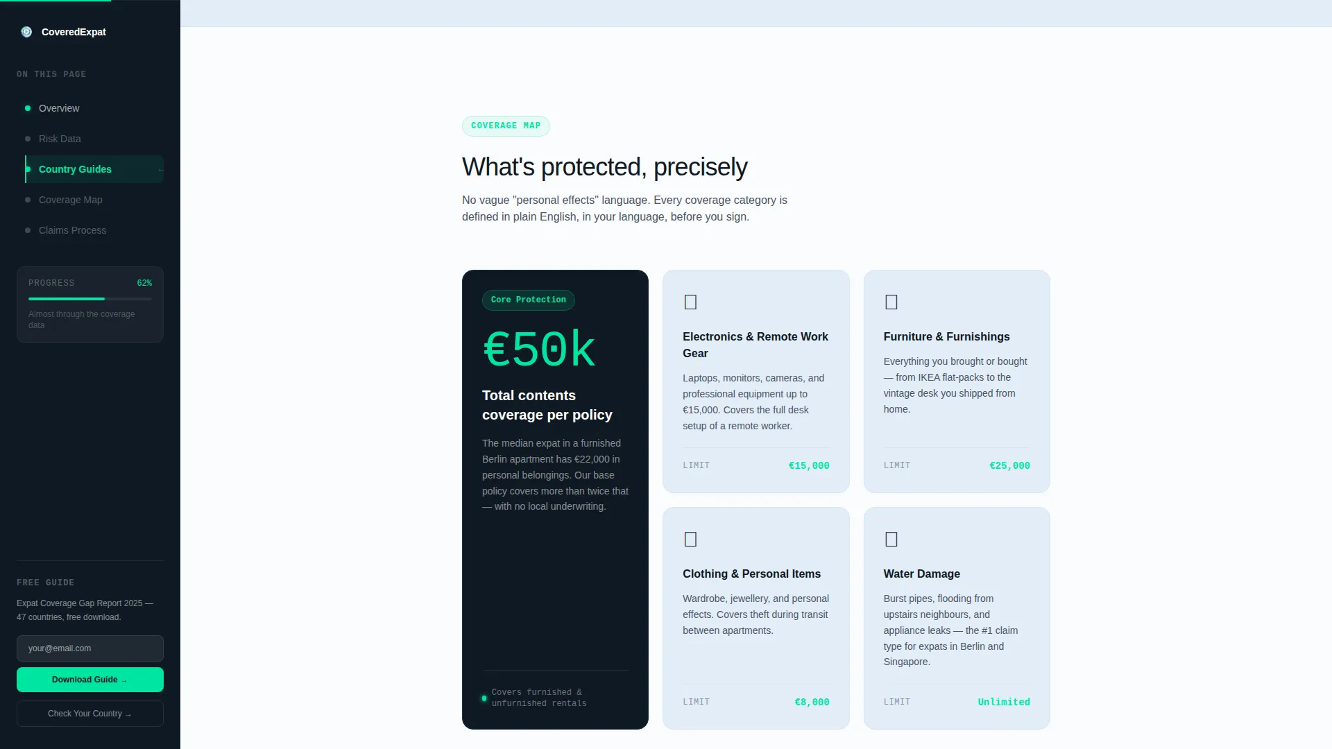 Expat Renters Insurance Landing Page Template