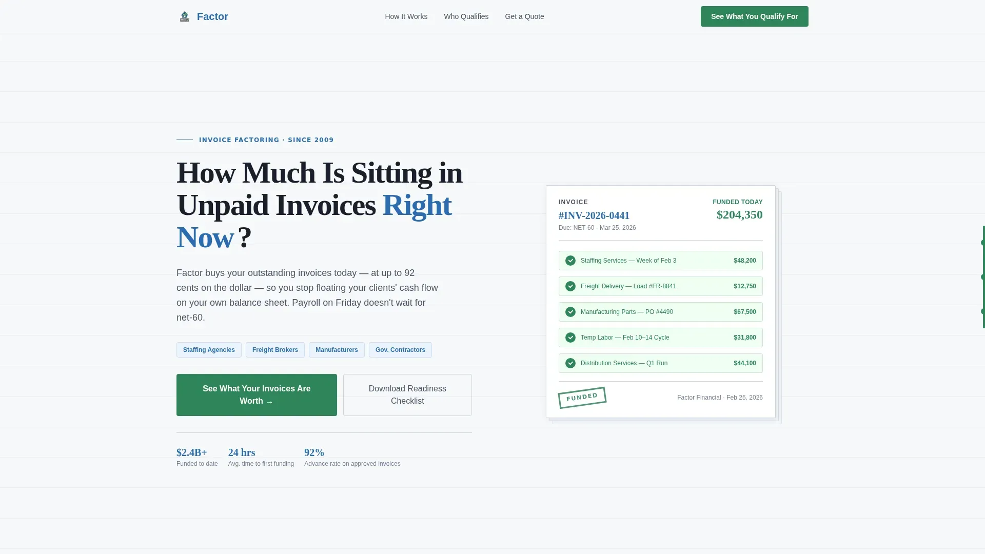 Capital Invoice Solution Landing Page Template