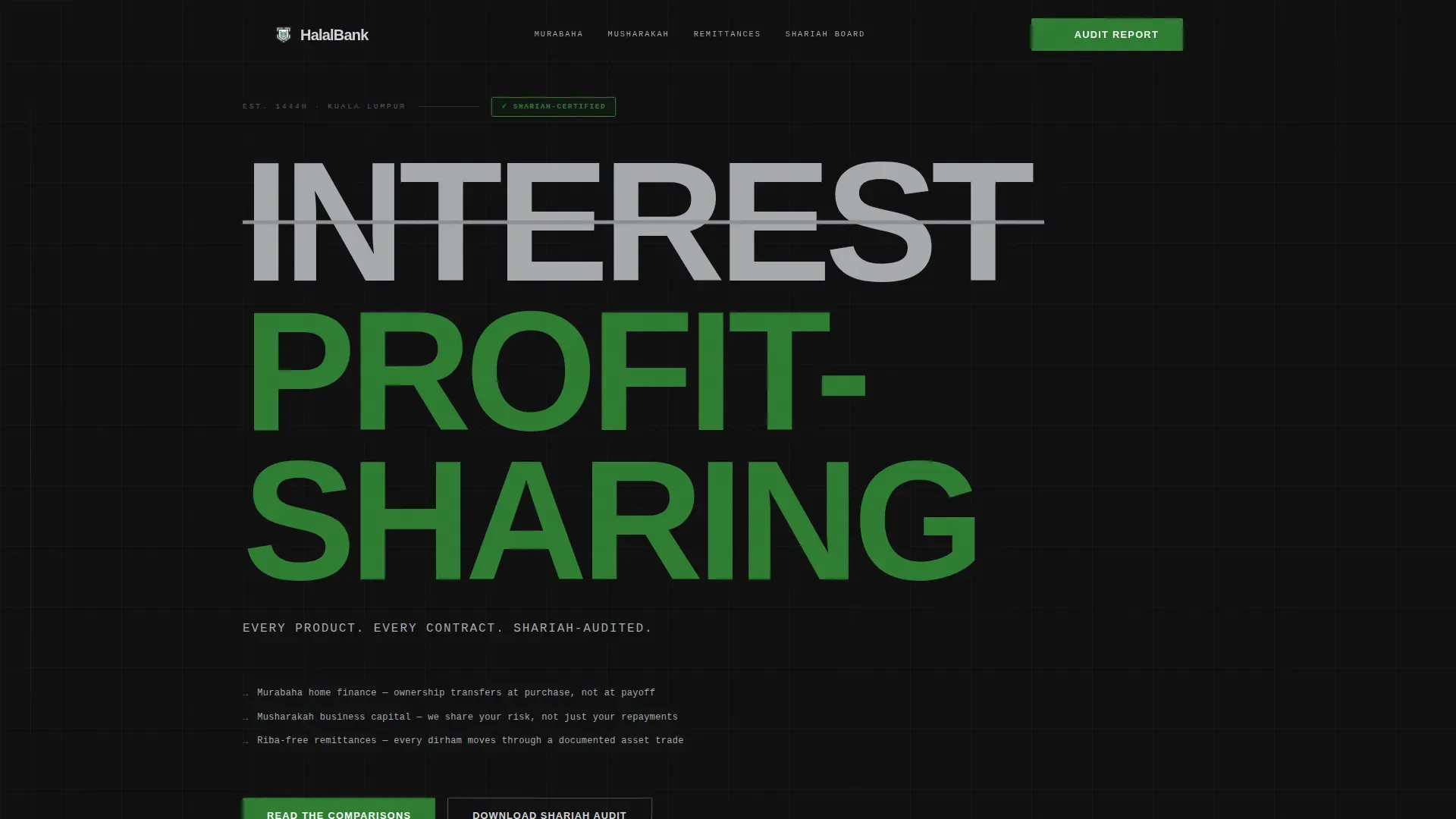 Shariah Profit-Sharing Bank Comparison Landing Page Template