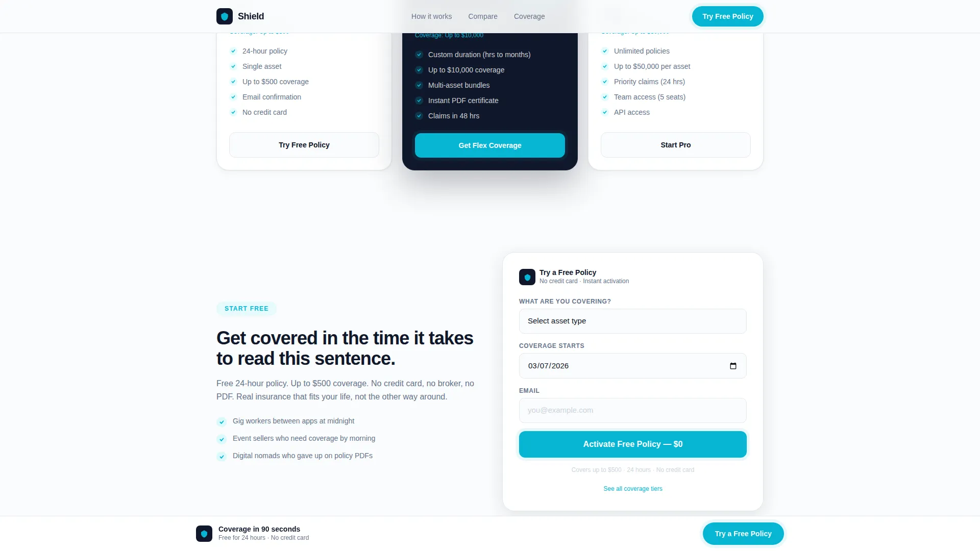 Instant Micro-Insurance Landing Page Template