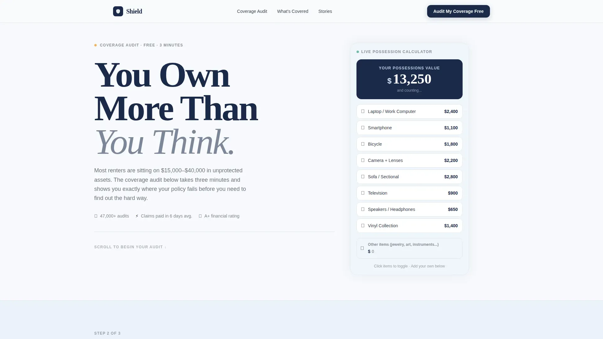 Renters Insurance Audit Landing Page Template