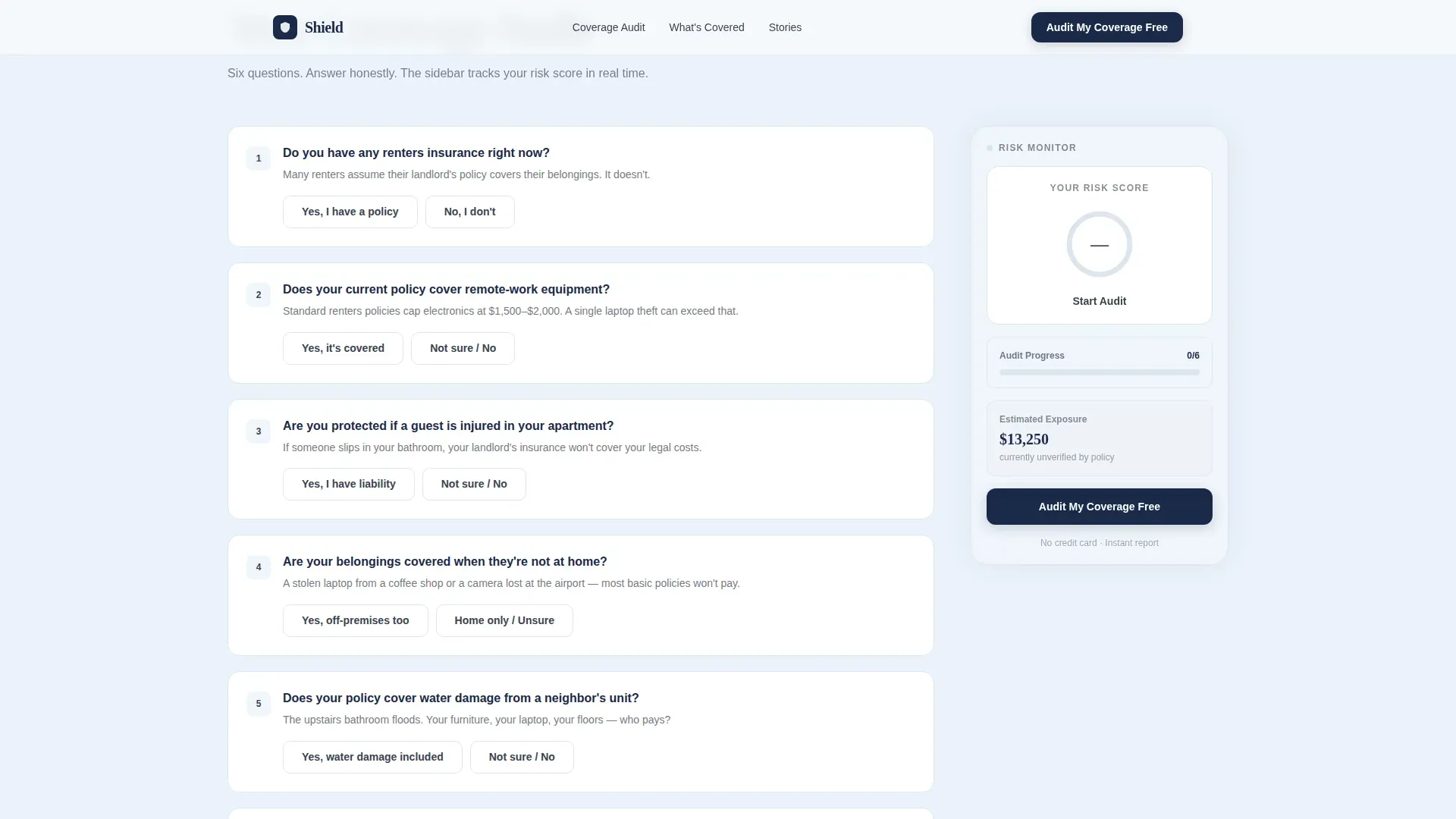 Renters Insurance Audit Landing Page Template