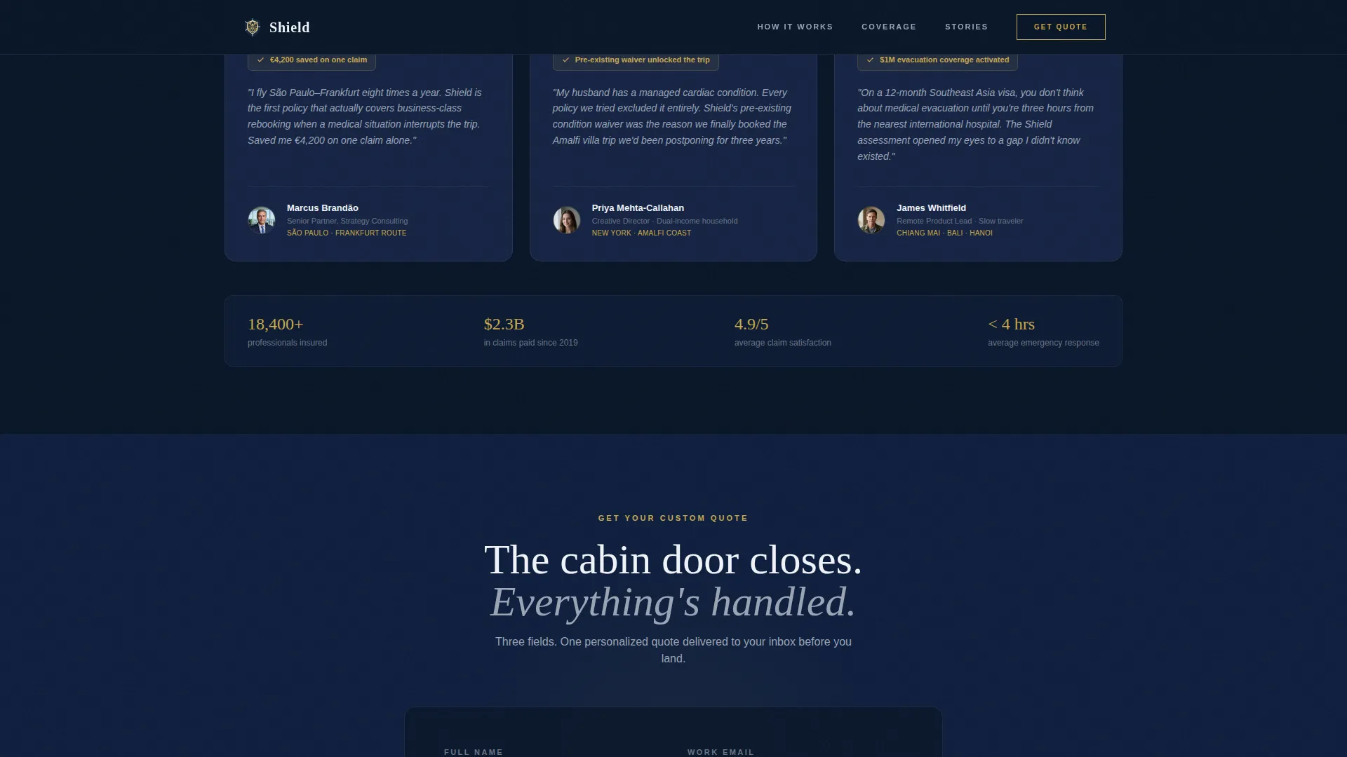 Premium Travel Insurance Landing Page Template