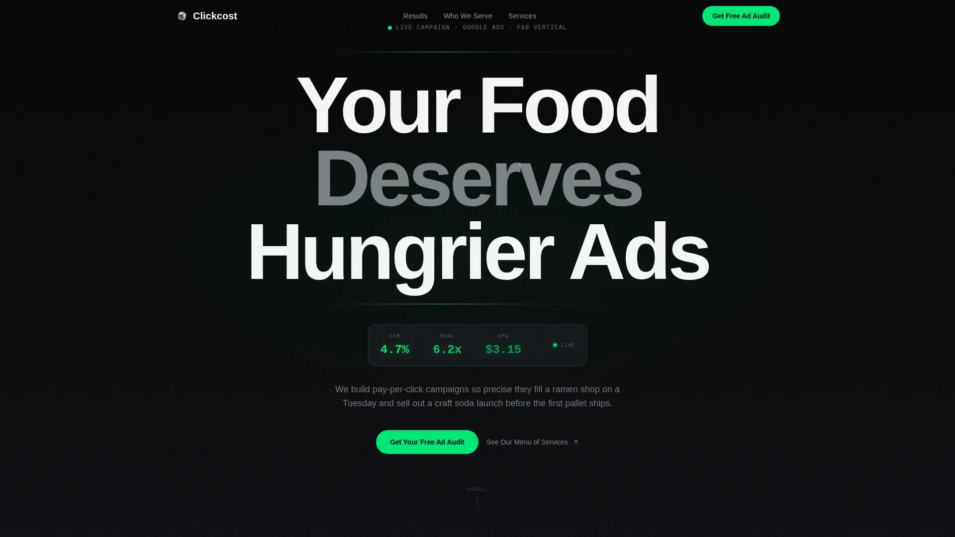 Food & Beverage Marketing & Agency Professional Website Template