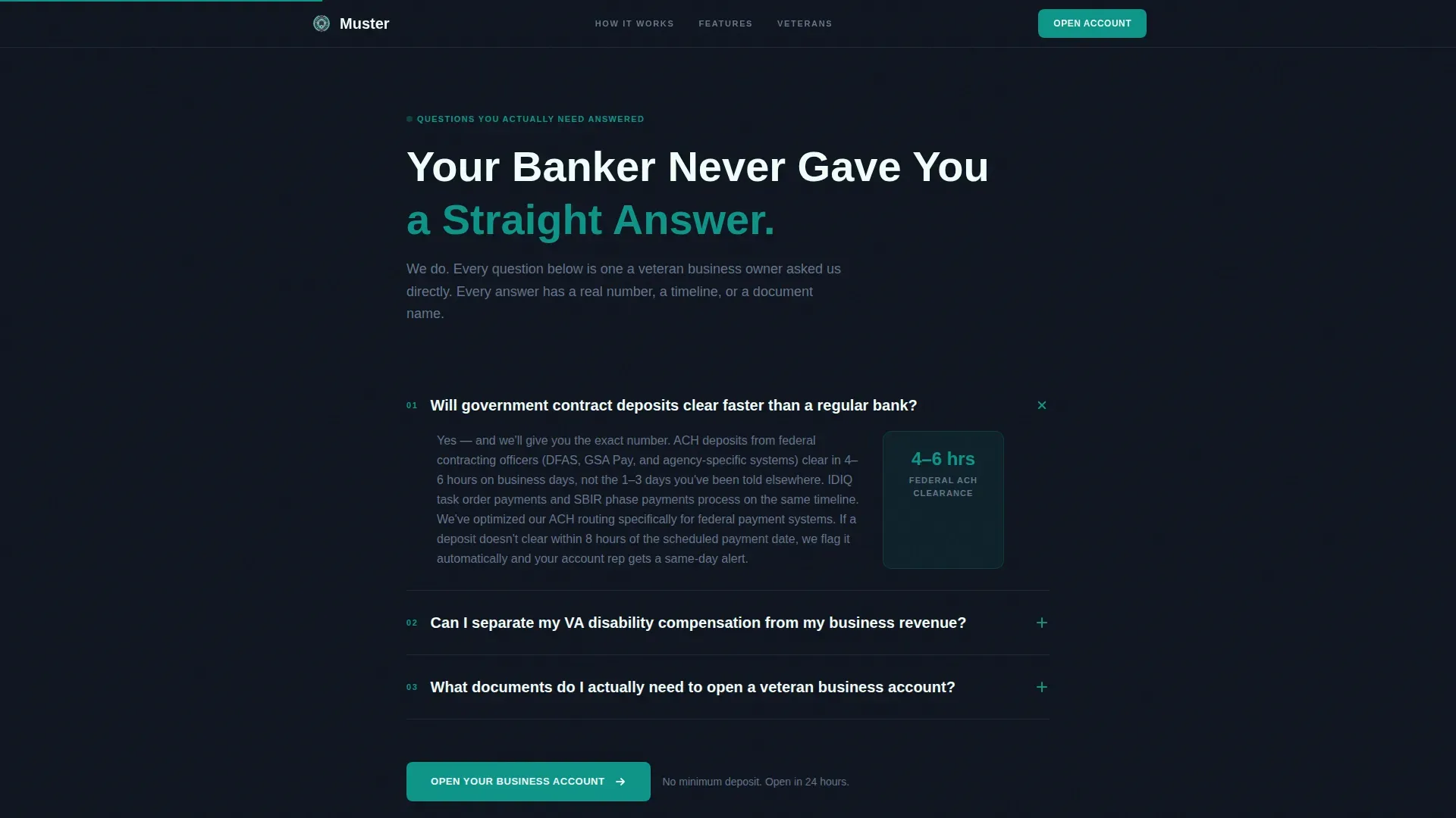Veteran Business Checking Landing Page Template