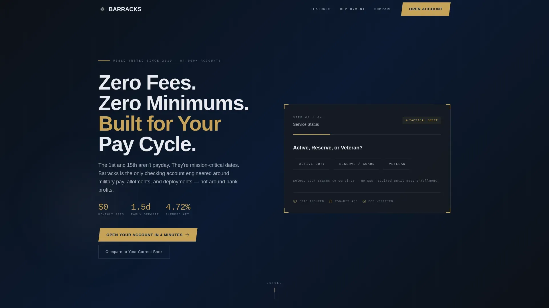 Military Checking Account Landing Page Template