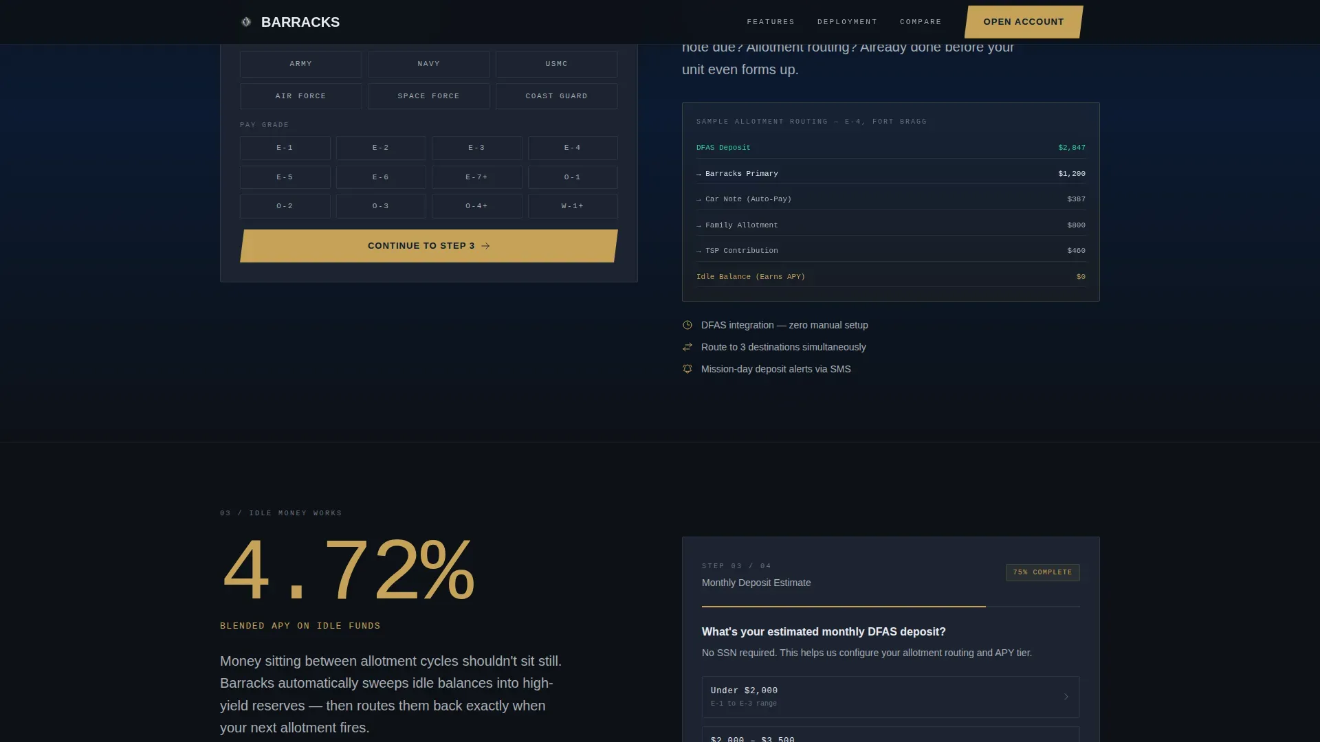 Military Checking Account Landing Page Template