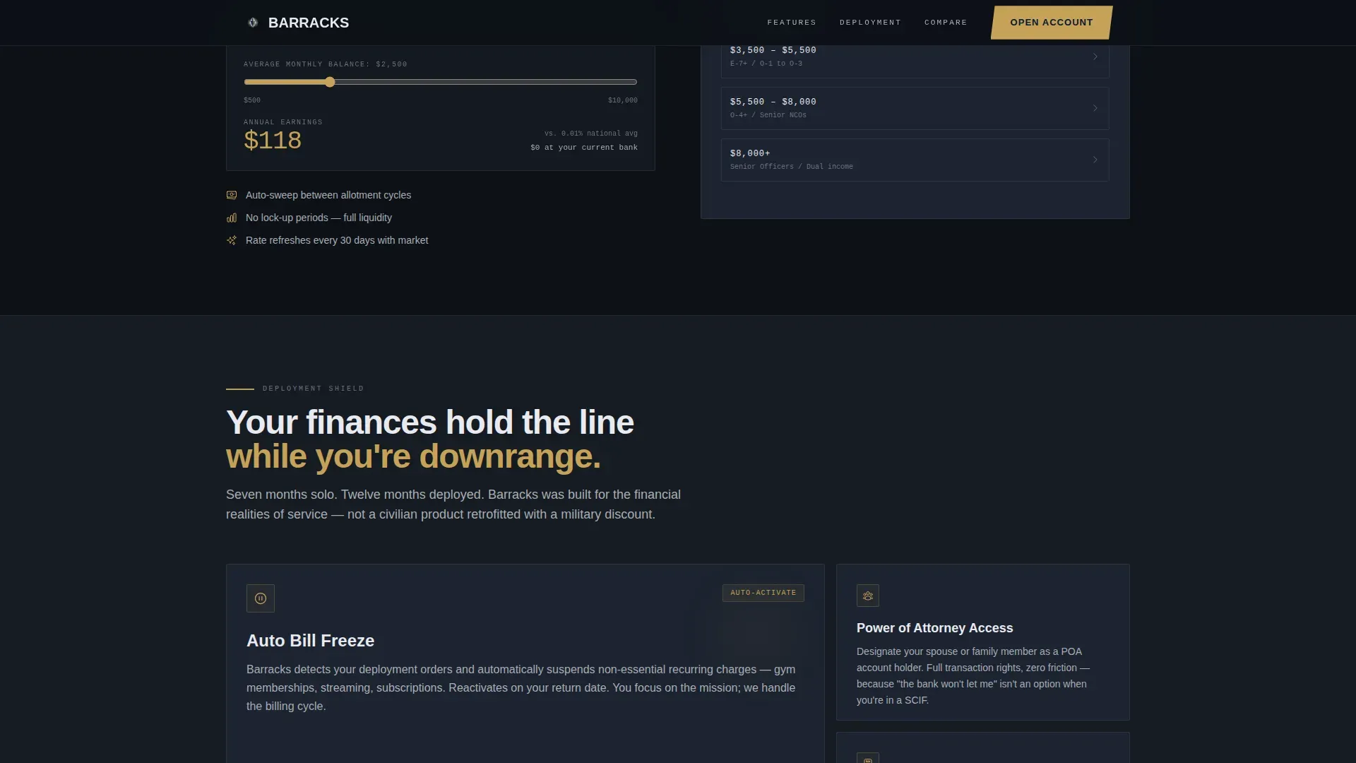 Military Checking Account Landing Page Template