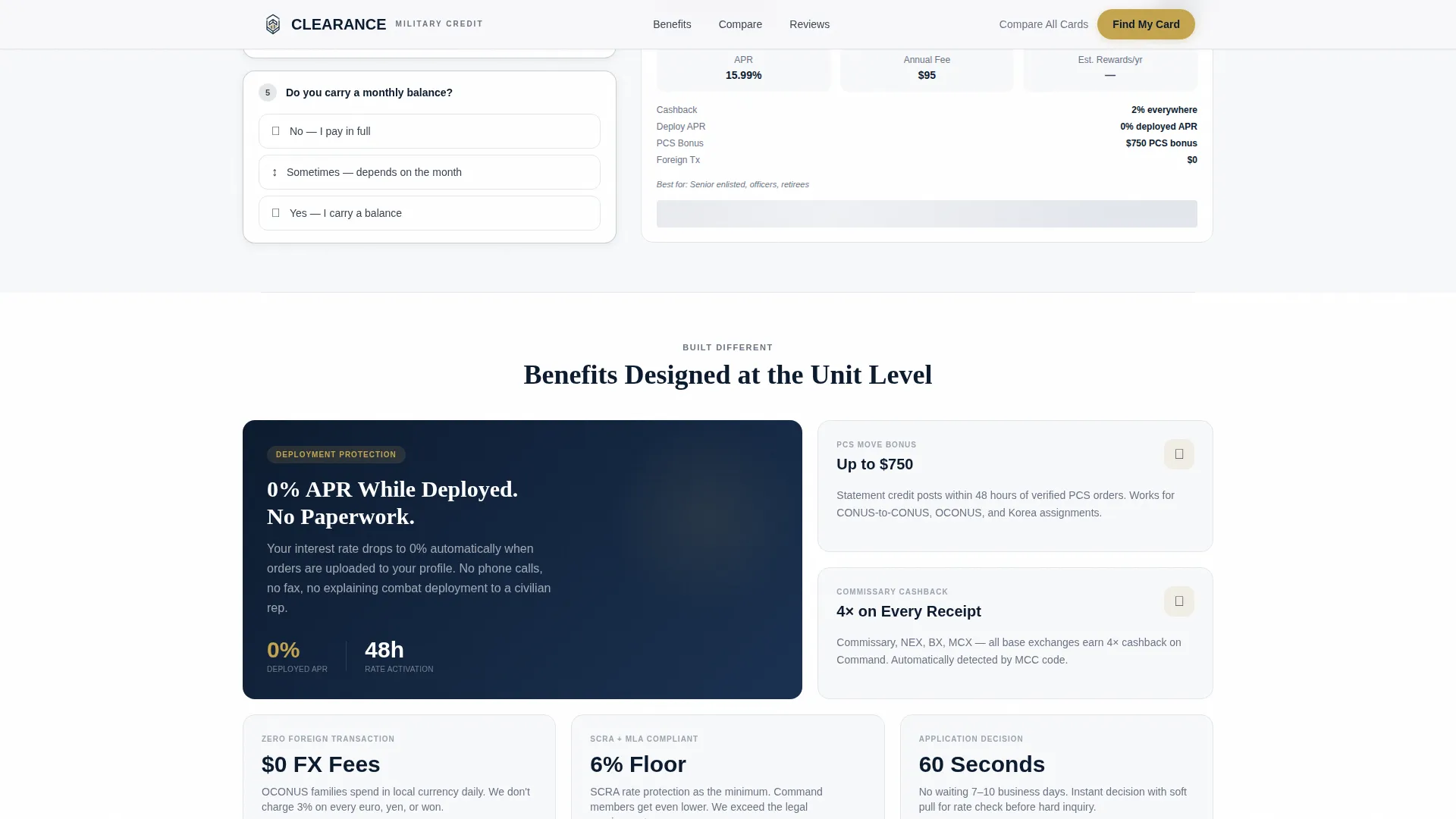 Military Credit Card Quiz Landing Page Template