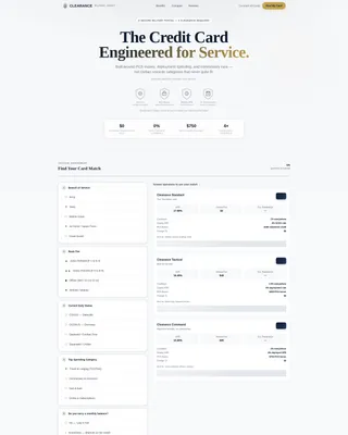 Military Credit Card Quiz Landing Page Template