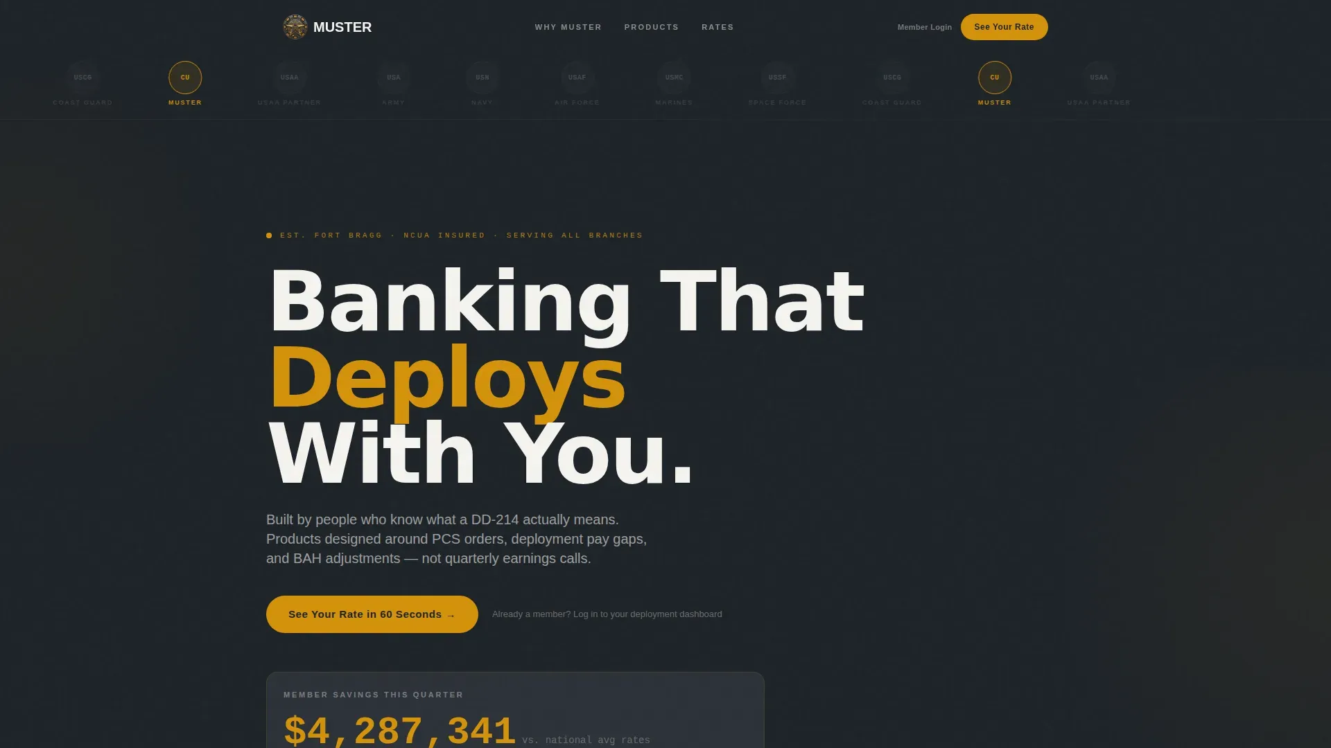 Military Credit Union Landing Page Template