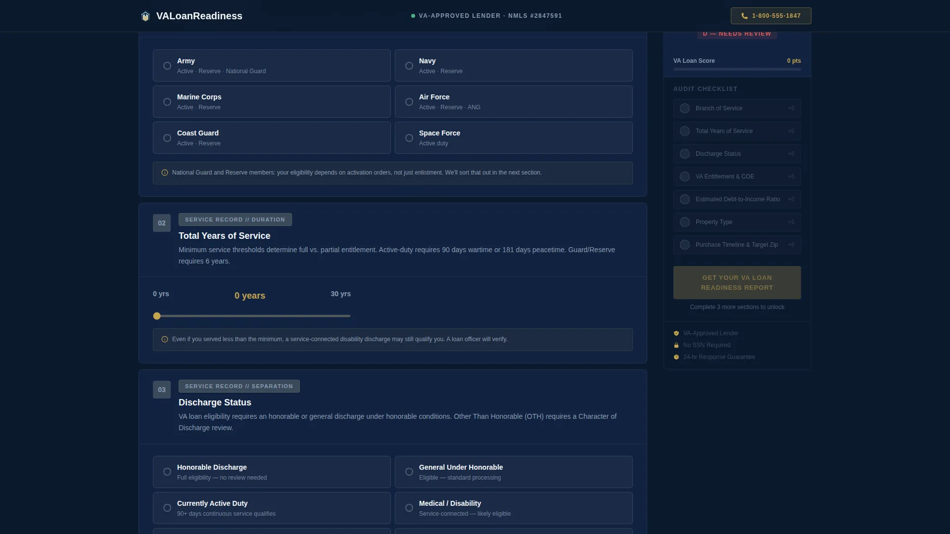 VA Loan Readiness Assessment Landing Page Template