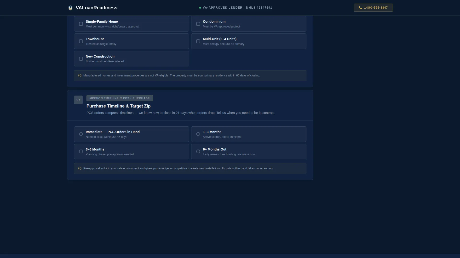 VA Loan Readiness Assessment Landing Page Template