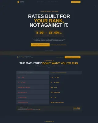 Military Lending Landing Page Template | Charcoal & Amber