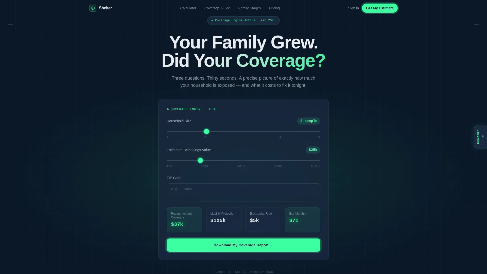 Growing Family Insurance Cost Calculator Website Template