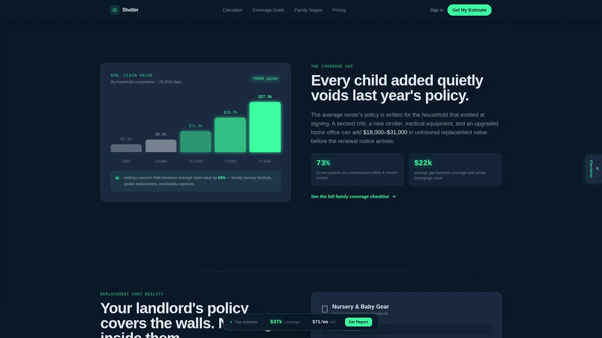 Growing Family Insurance Cost Calculator Website Template
