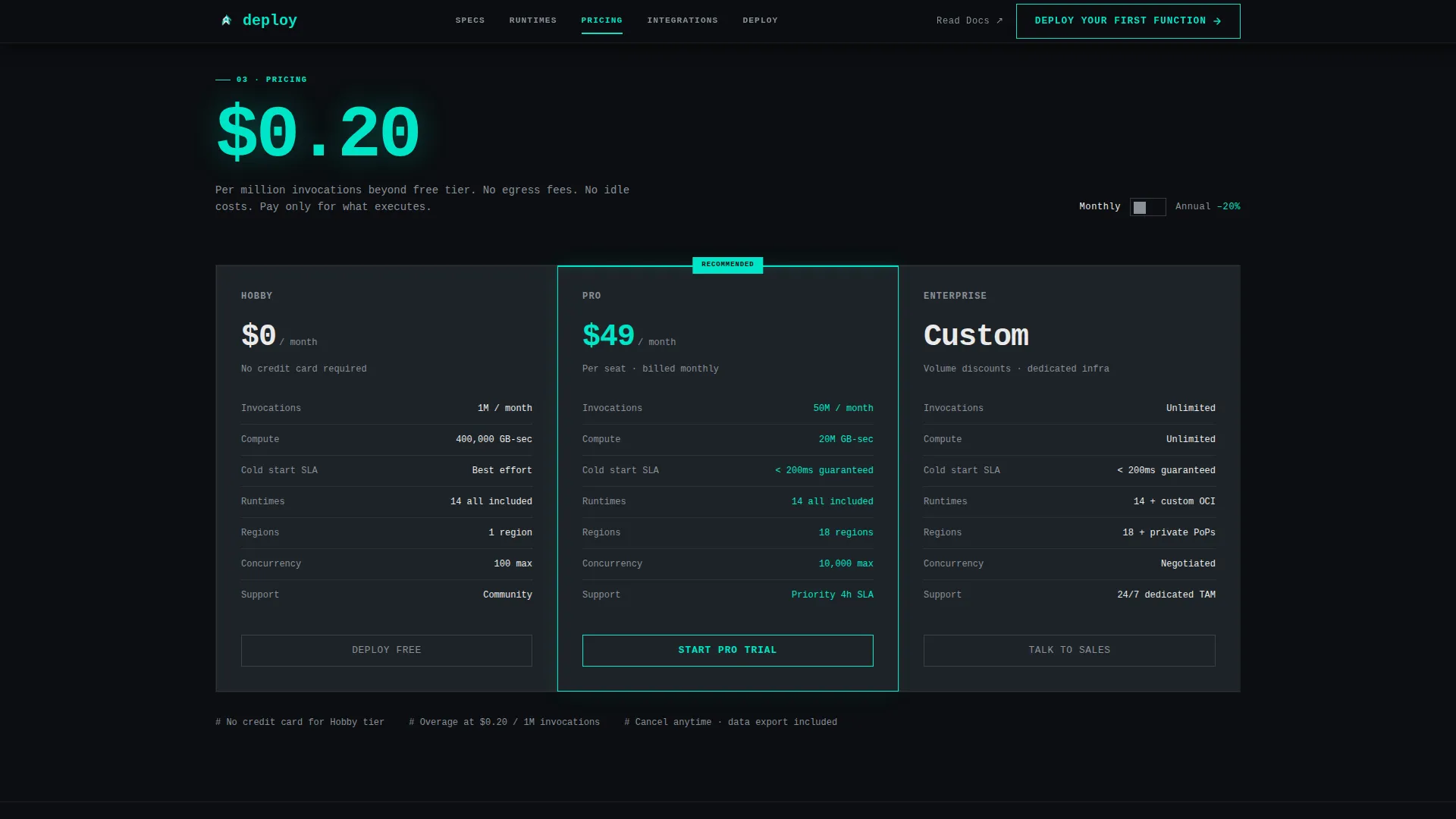 Serverless Computing Technology Pricing Website Template