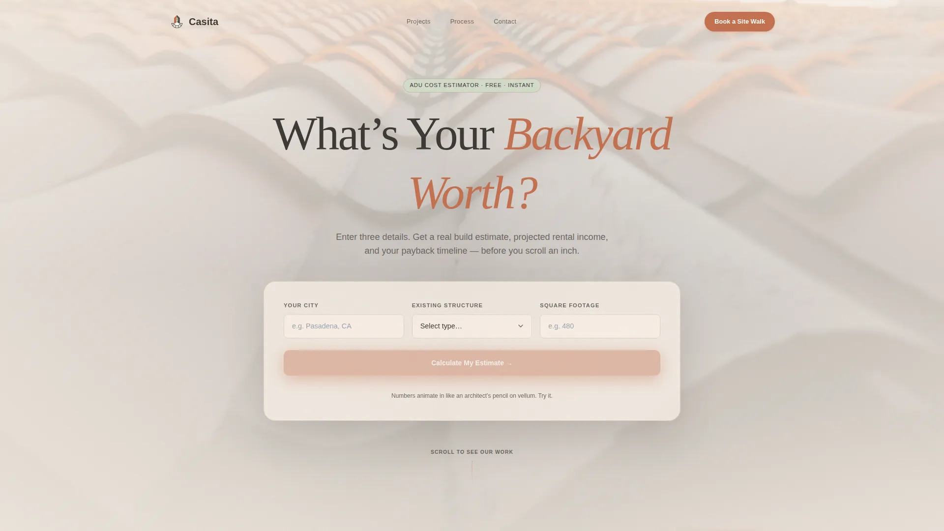 ADU (Accessory Dwelling Unit) Real Estate Cost Calculator Website Template