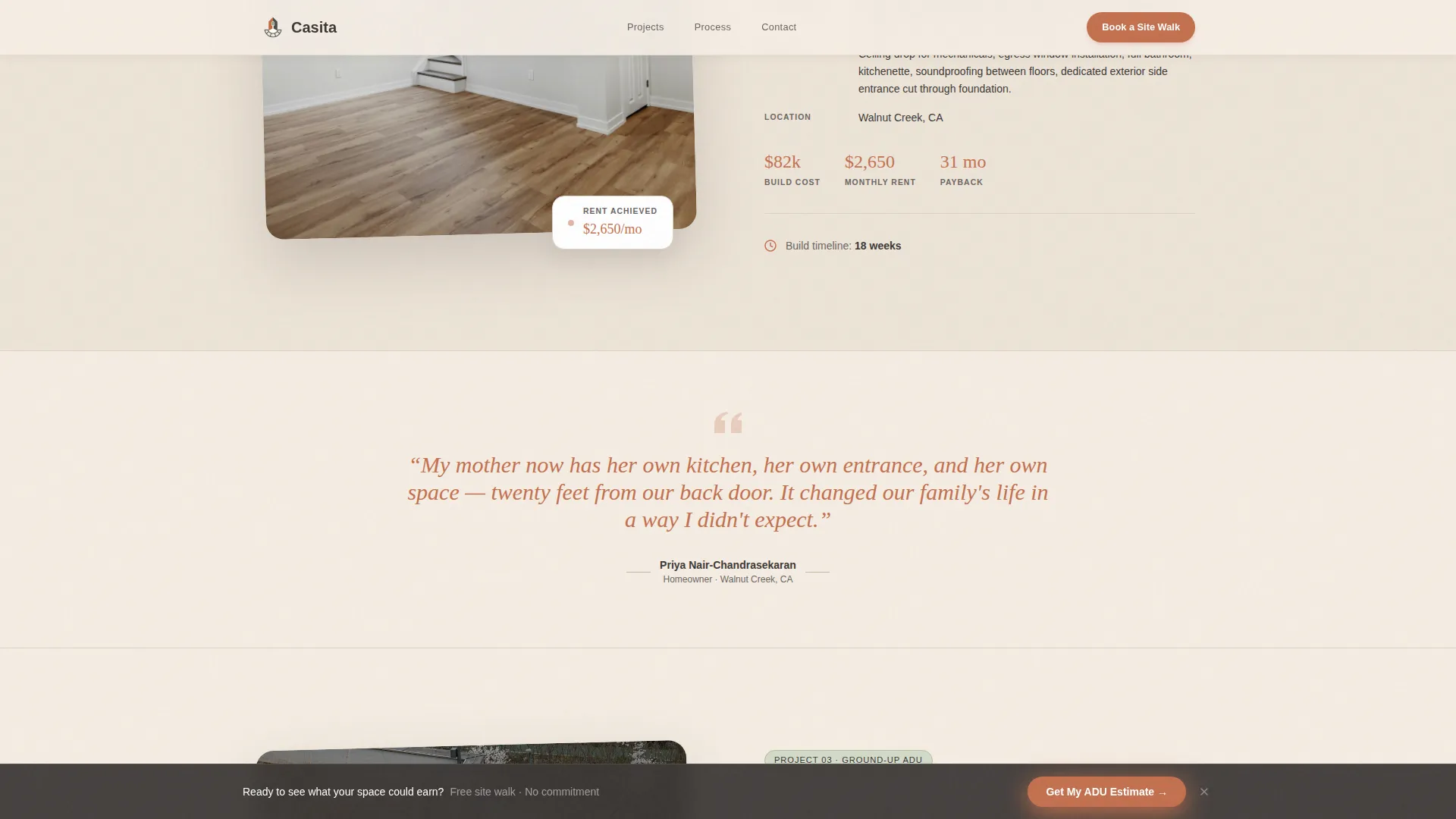 ADU (Accessory Dwelling Unit) Real Estate Cost Calculator Website Template