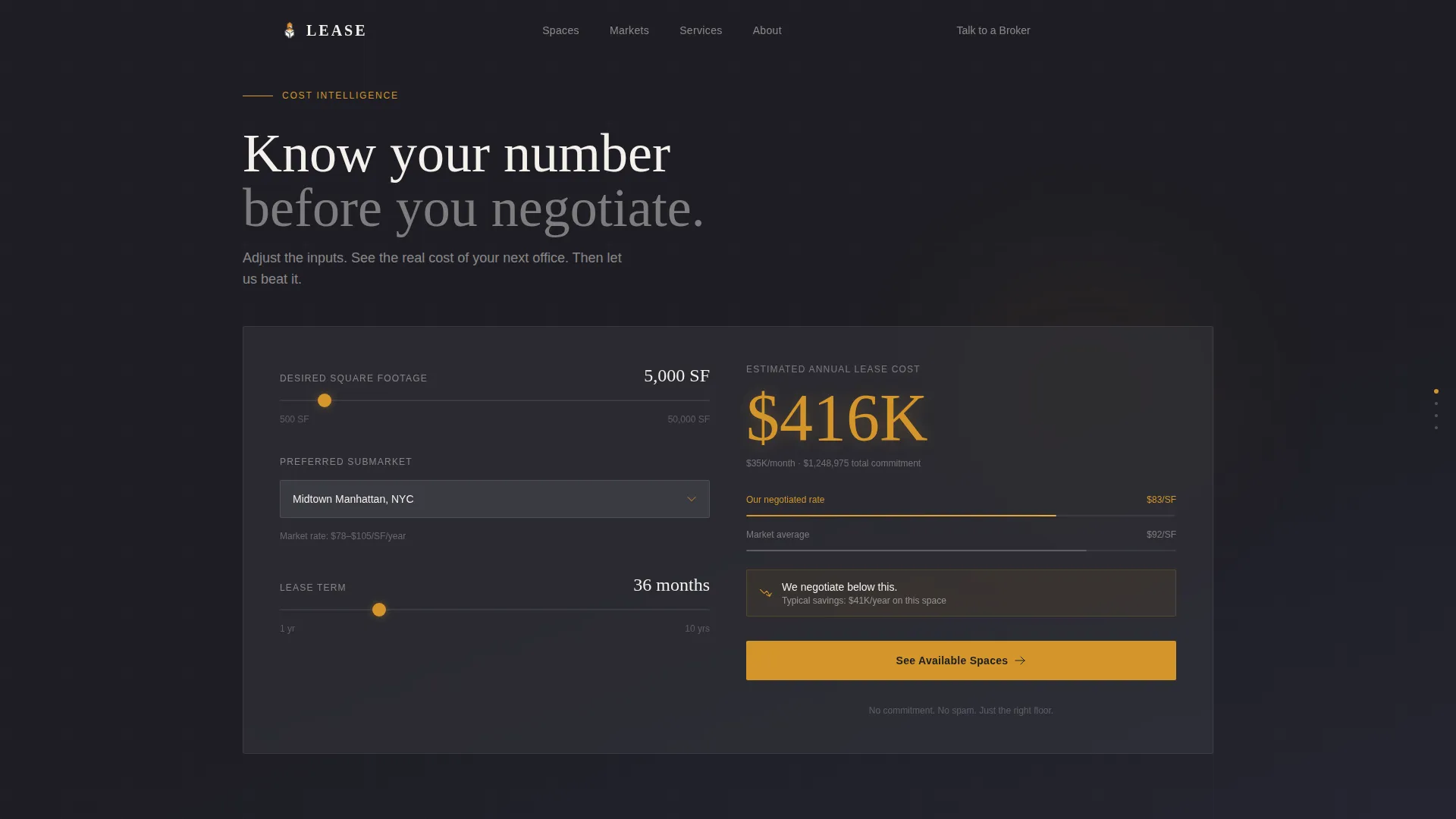 Commercial Office Real Estate Cost Calculator Website Template