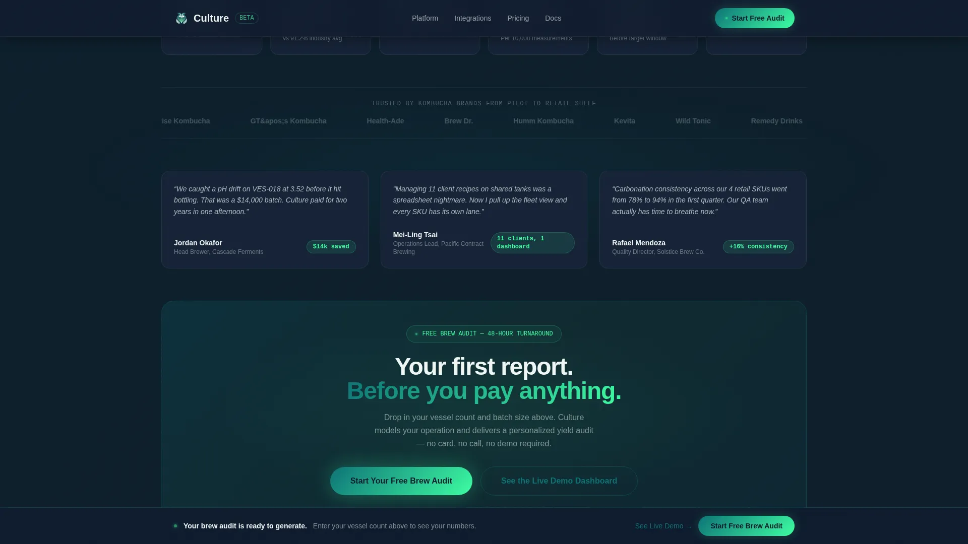 Kombucha Vertical SaaS Cost Calculator Website Template