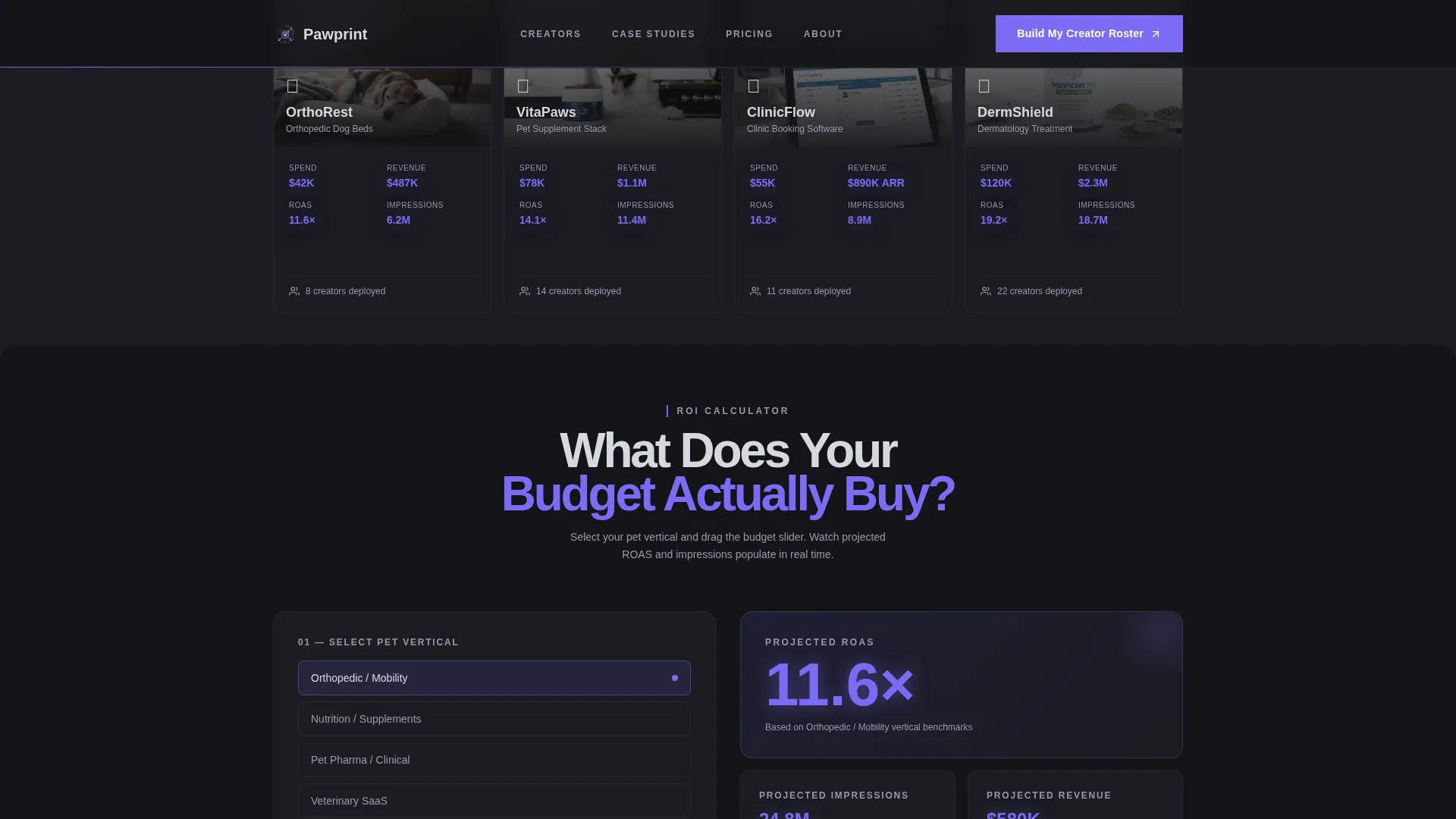 Veterinary Marketing & Agency Cost Calculator Website Template