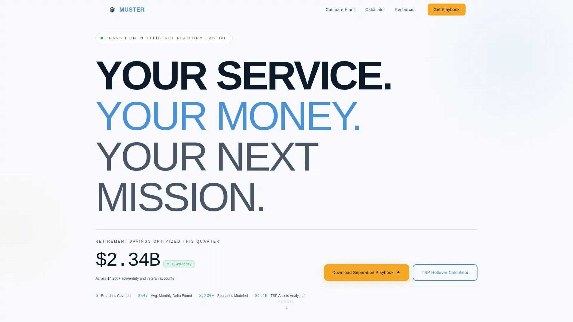Military Retirement Dashboard Landing Page Template