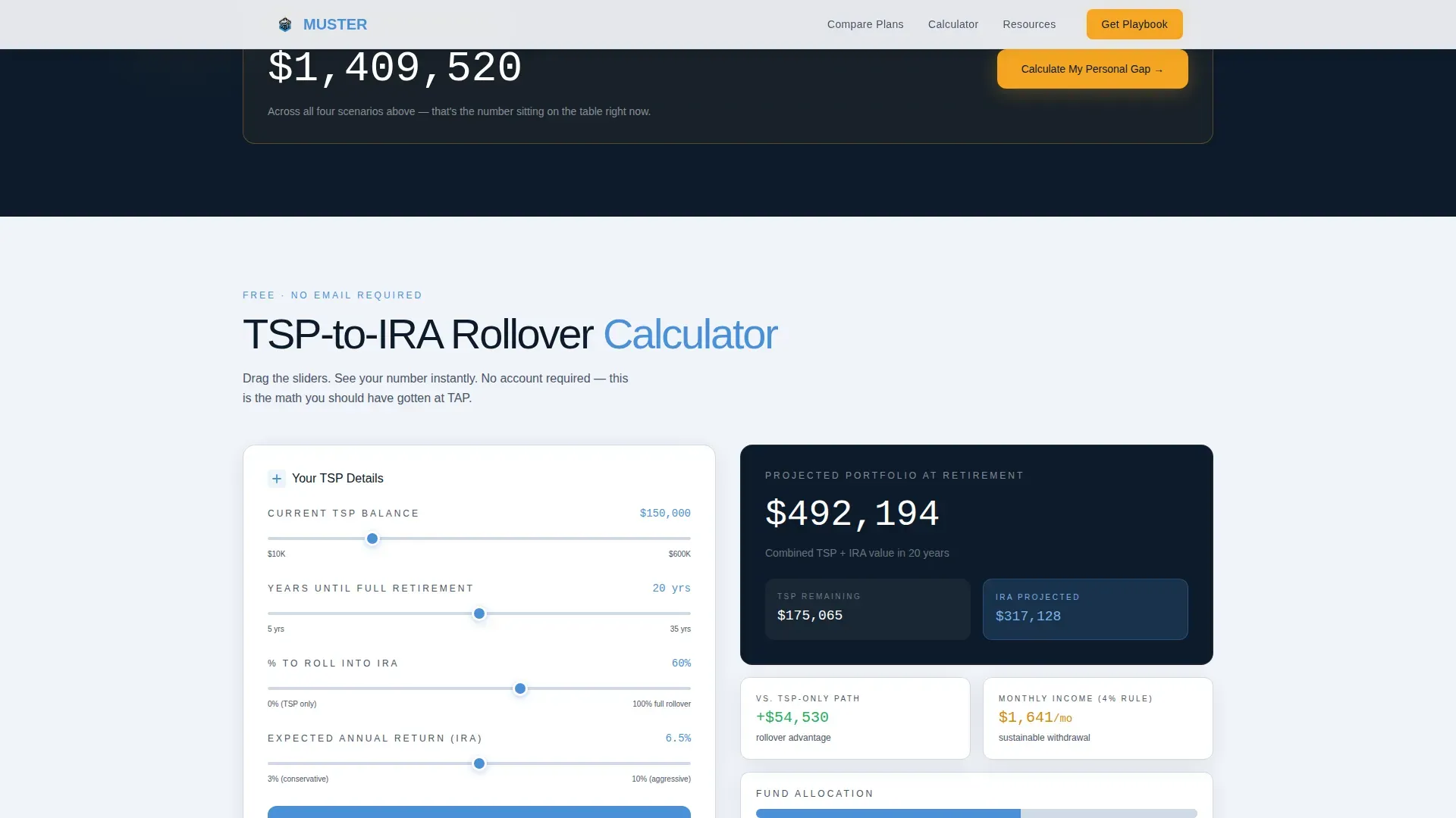 Military Retirement Dashboard Landing Page Template