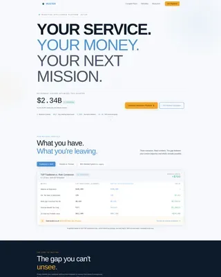 Military Retirement Dashboard Landing Page Template