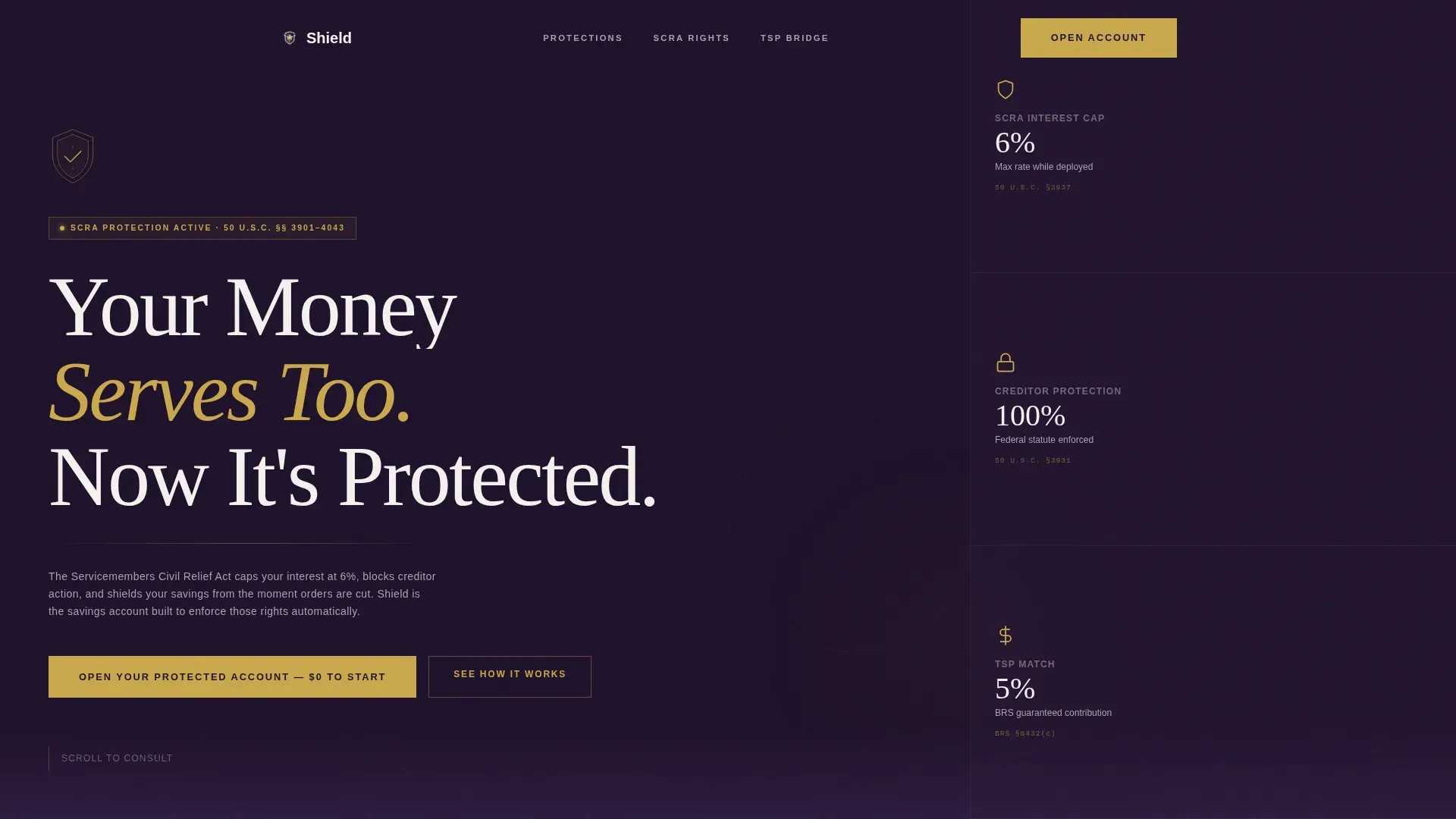 Military Savings Landing Page Template | SCRA-Protected