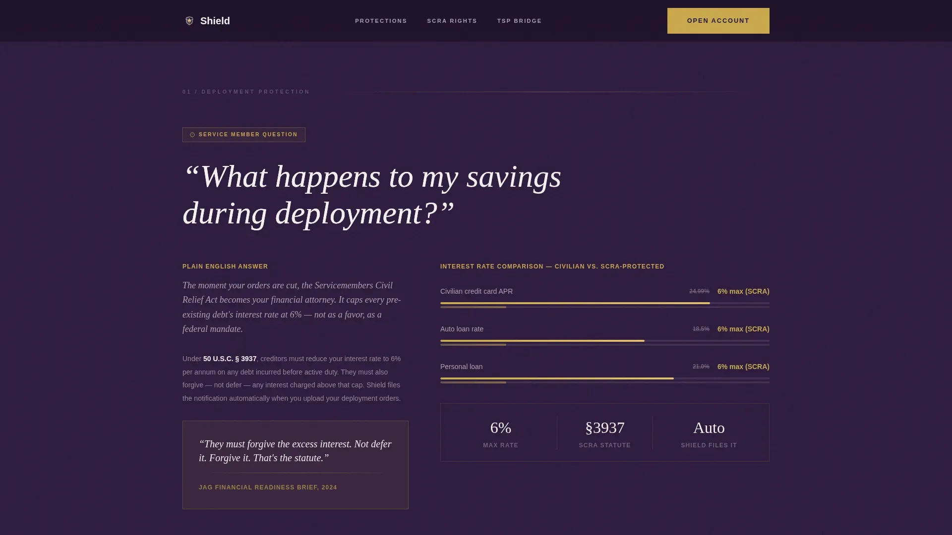 Military Savings Landing Page Template | SCRA-Protected