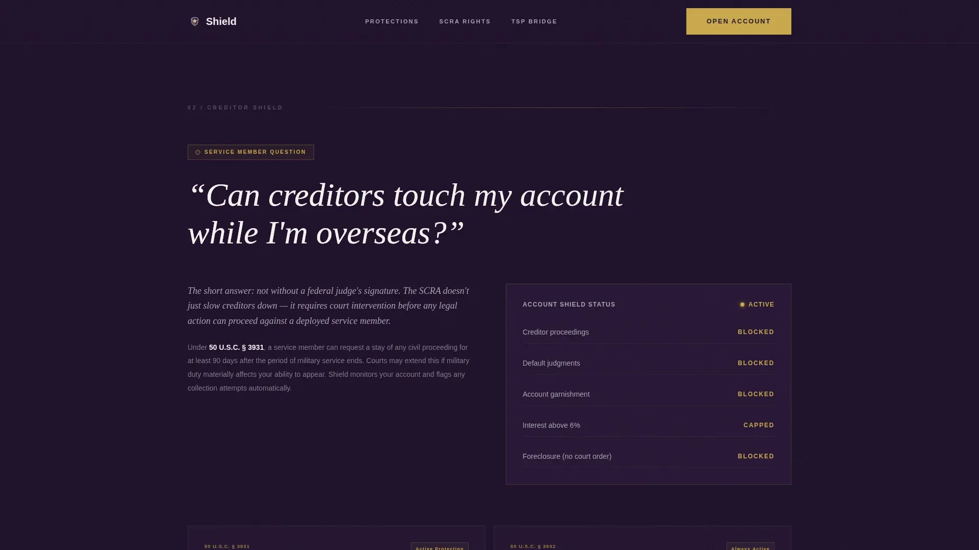 Military Savings Landing Page Template | SCRA-Protected