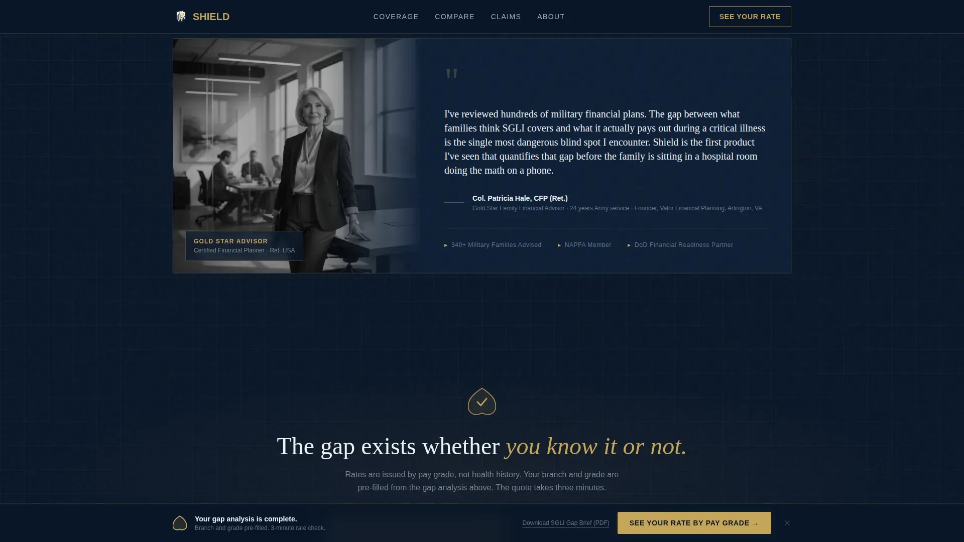 Military Service Member Insurance Cost Estimator Website Template