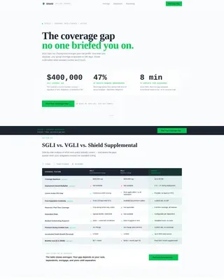 Military Service Member Insurance Pricing & Packages Website Template